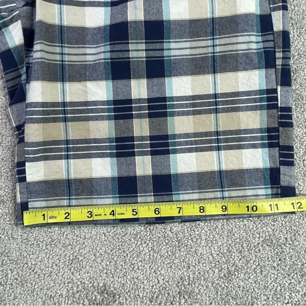 Nautica Shorts Men's 34 Blue Plaid Pockets Flat Front Casual Cotton Summer - Picture 12 of 13